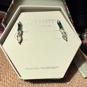 Bomb Party Emerald Crystal Drop Earrings